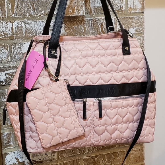 Betsey Johnson Quilted Hearts Overnight Bag - Picture 2 of 7